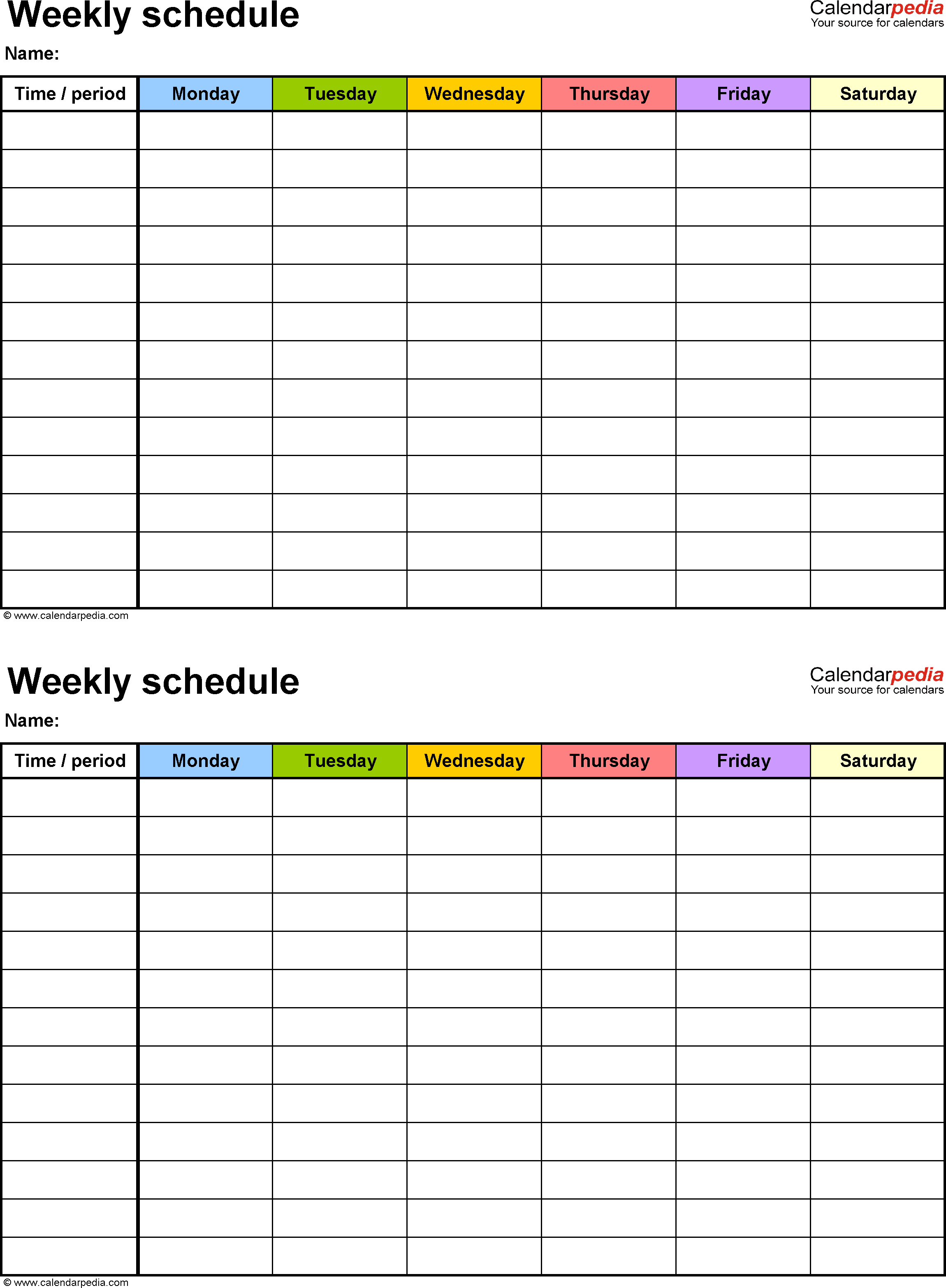 Free Weekly Schedule Templates For Word - 18 Templates