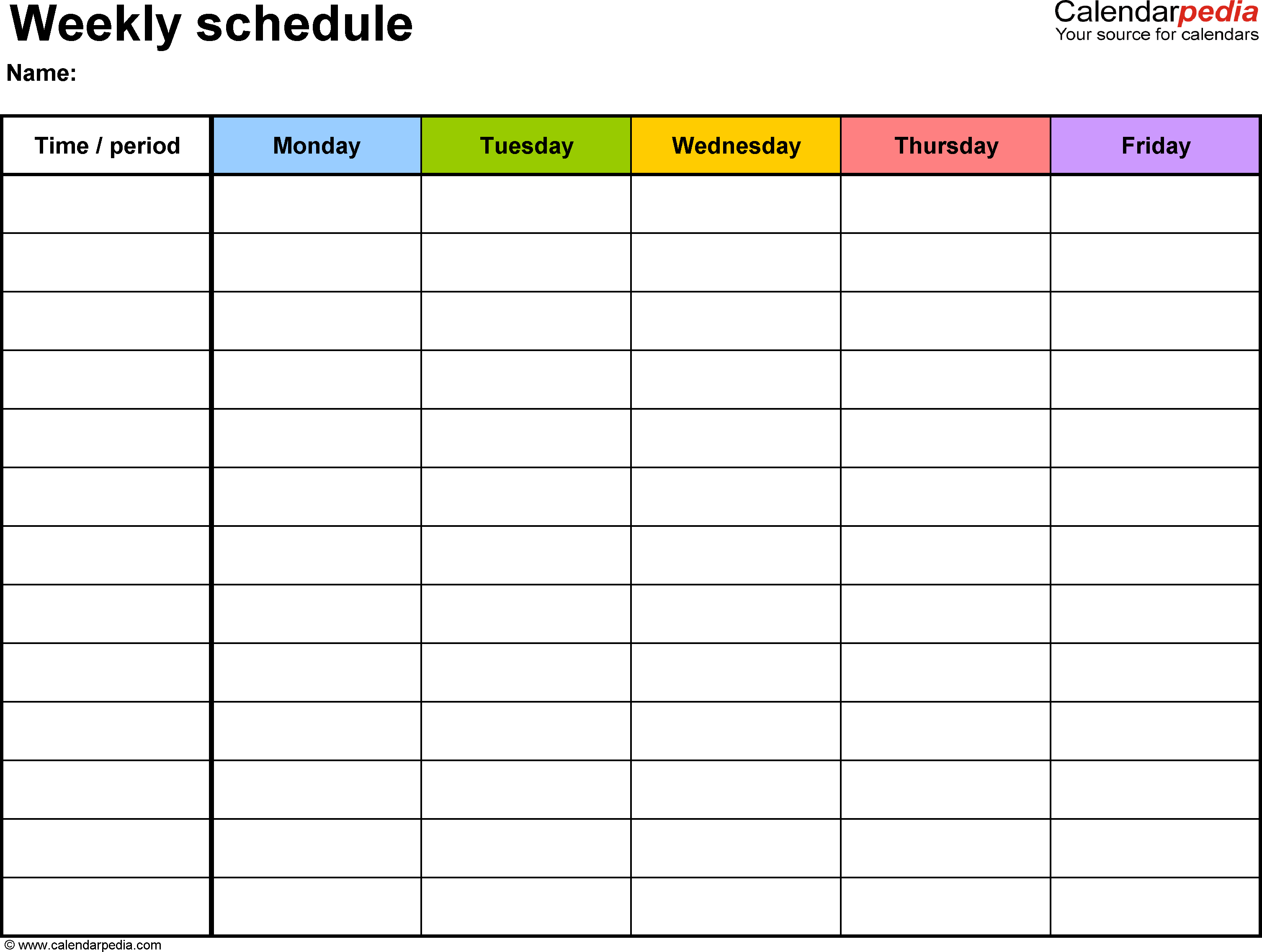 Monday Through Friday Schedule Template