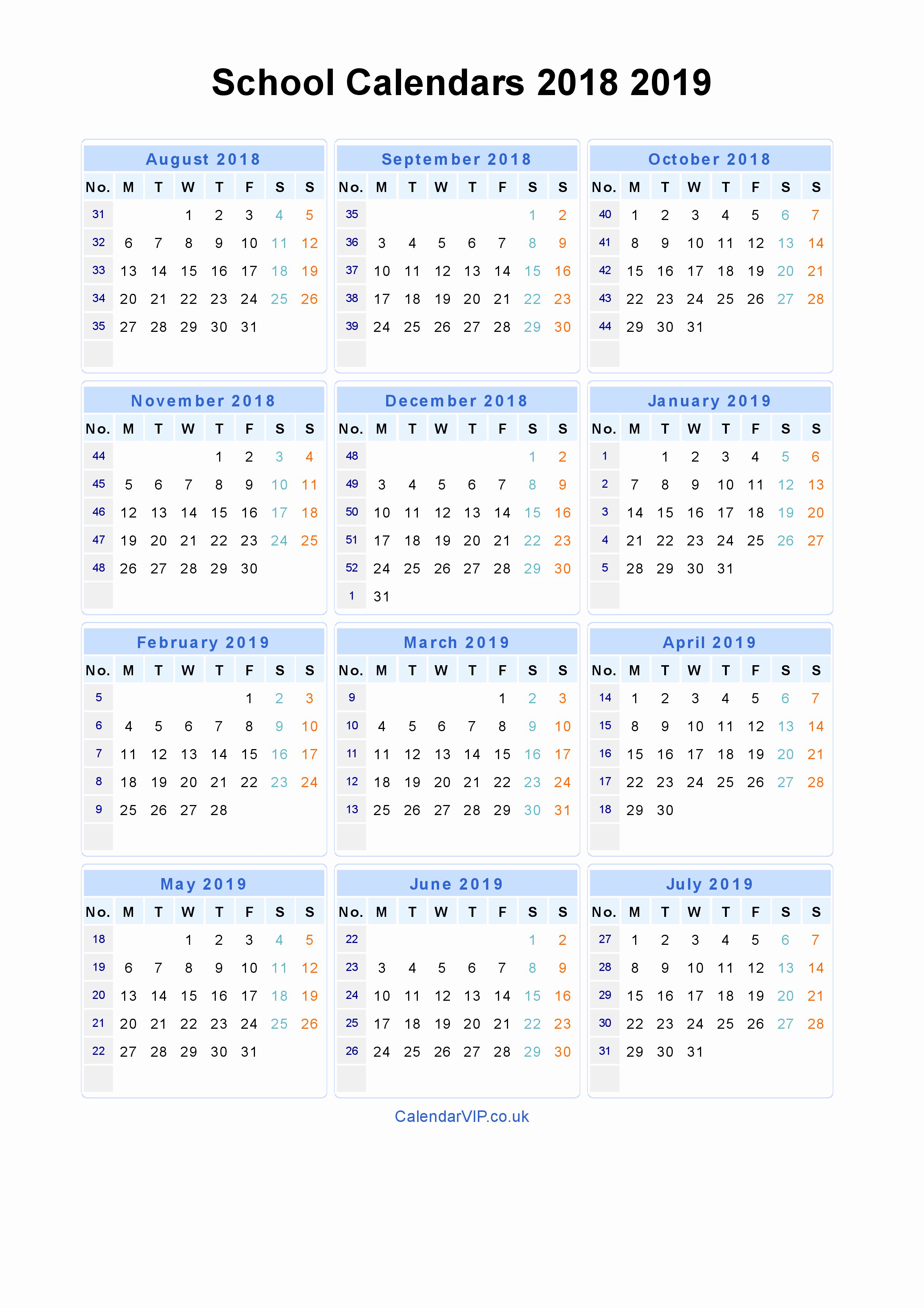 Fresh 24 Sample Printable Calendar With Week Numbers 2019