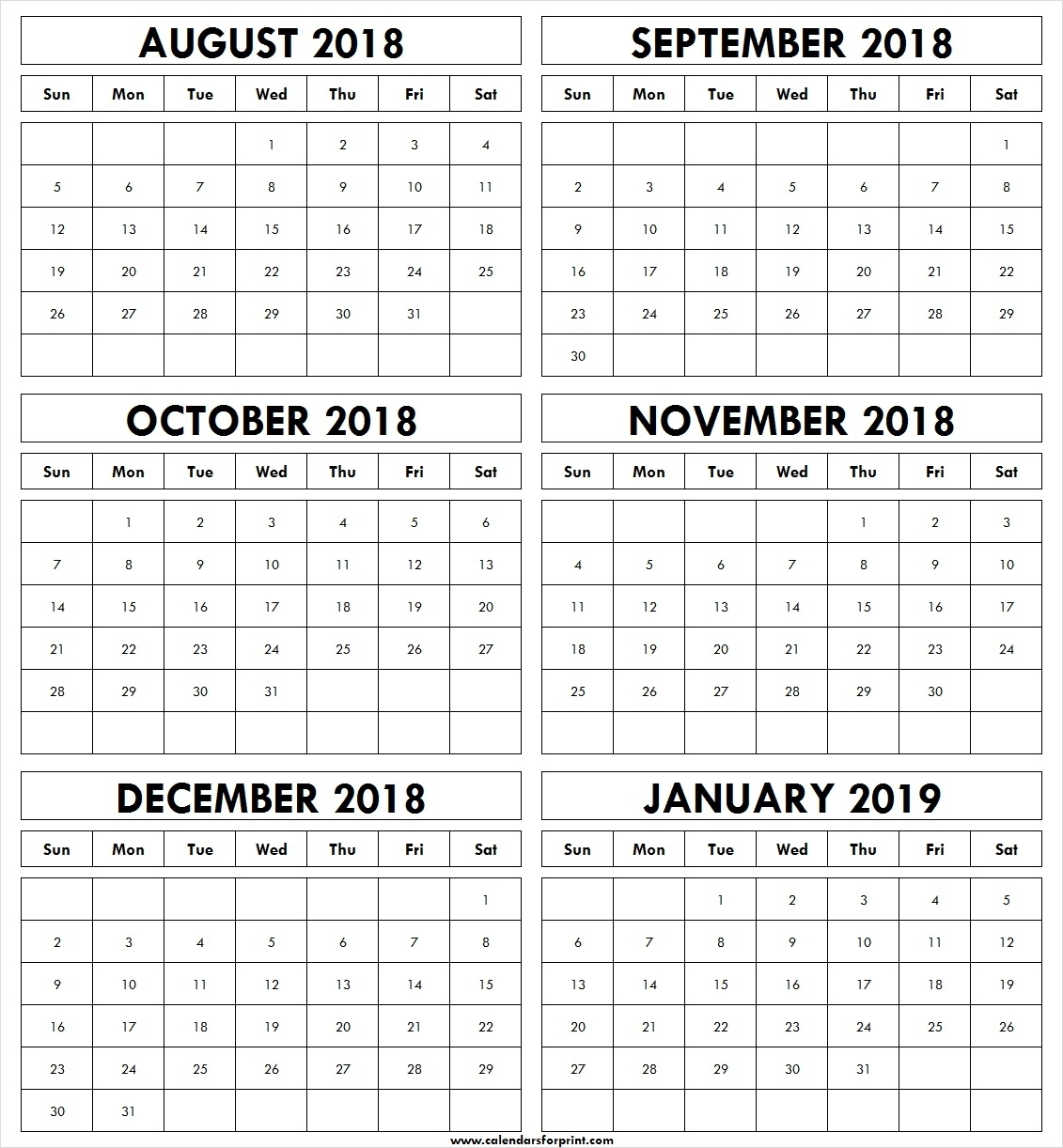 Get August Through December 2019 Calander ⋆ The Best