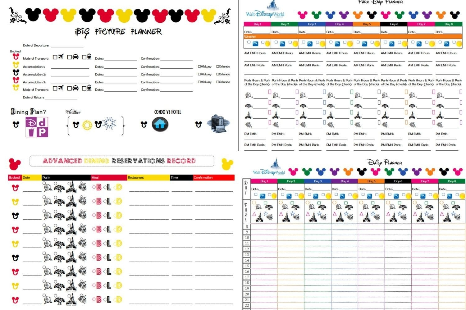 Disney World Itinerary Template Example Calendar Printable