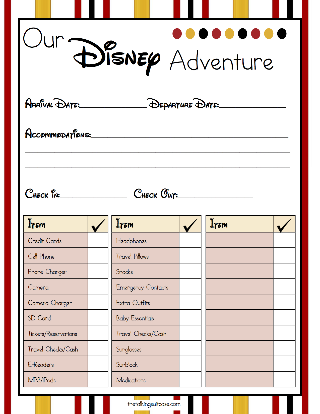 Get Ready For Your Disney Vacation - Free Printable Disney