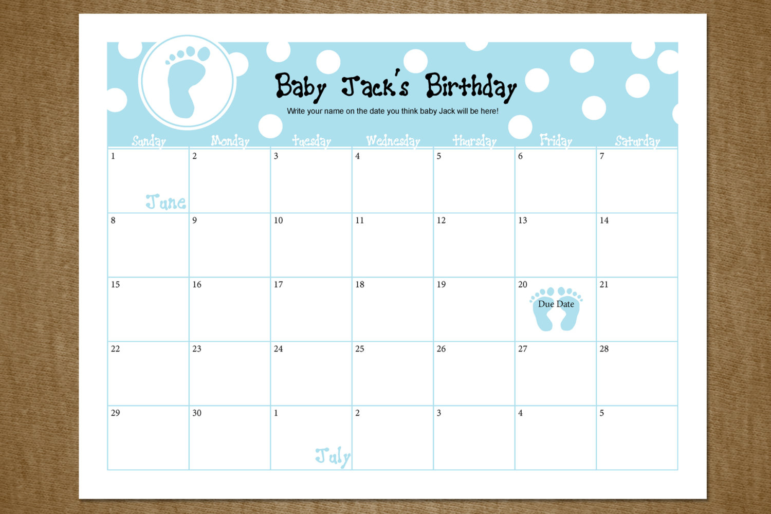 Guess The Date Baby Calendar Free | Calendar Template 2019
