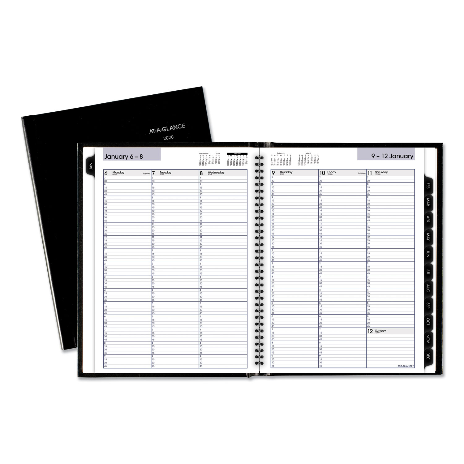 Hardcover Weekly Appointment Book, 11 X 8, Black, 2020