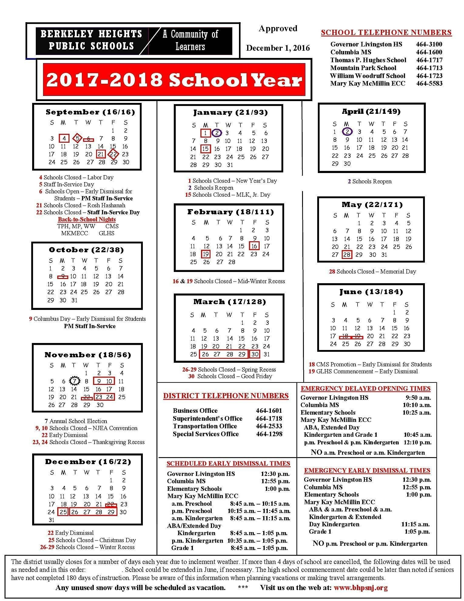 woodbridge township school district calendar 2019