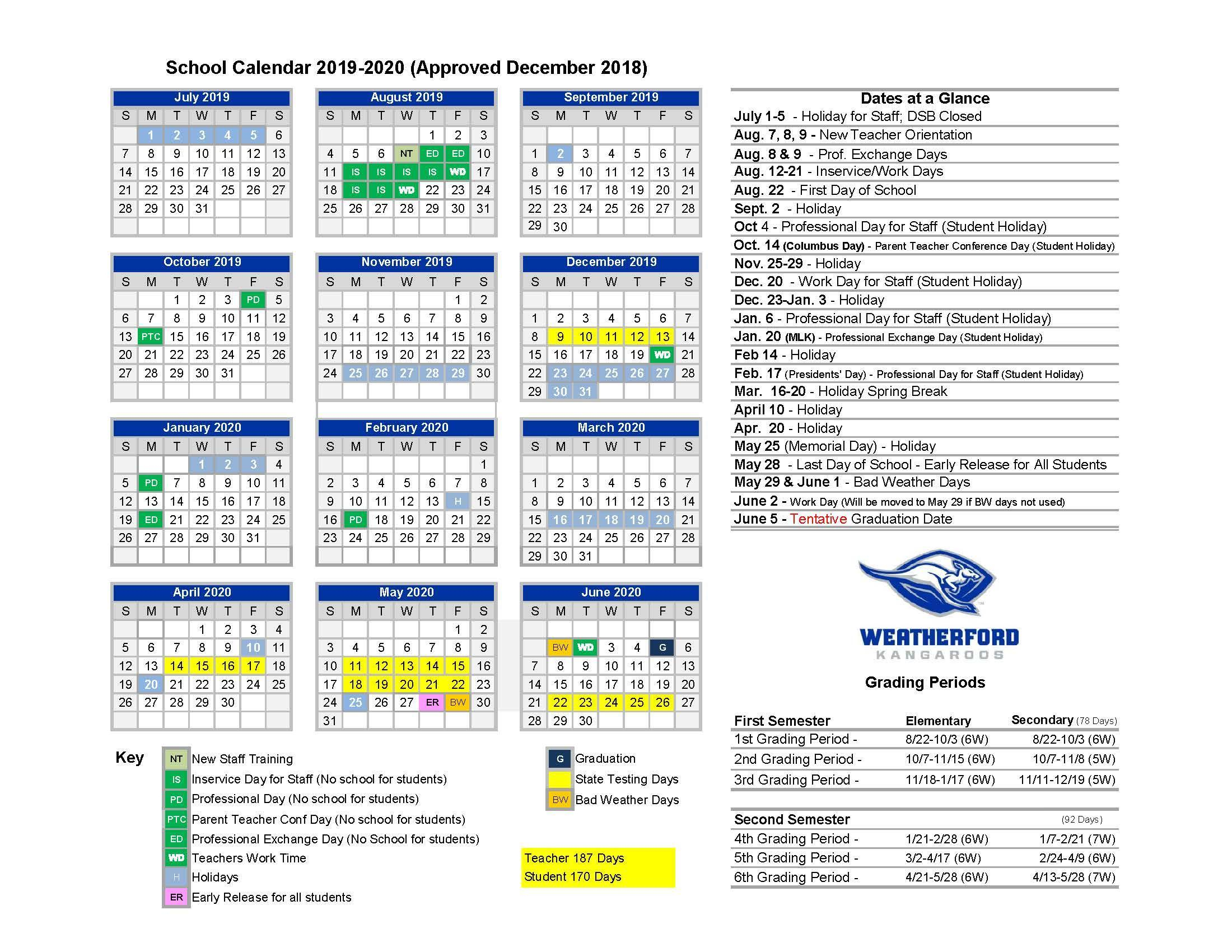 Home – Calendars – Weatherford Independent School District