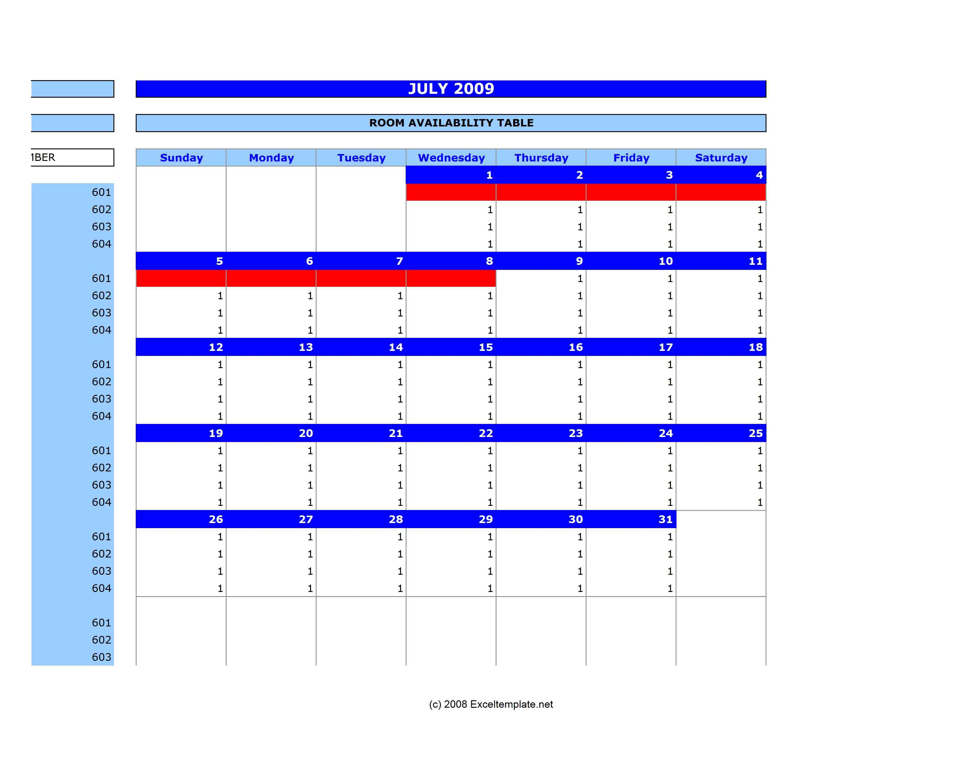 Free Reservation Calendar Template Example Calendar Printable