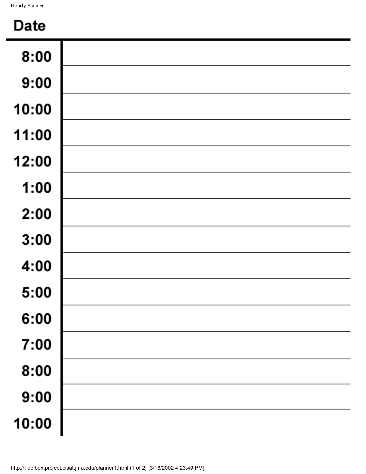 Hourly+Daily+Planner+Template | Print | Weekly Planner