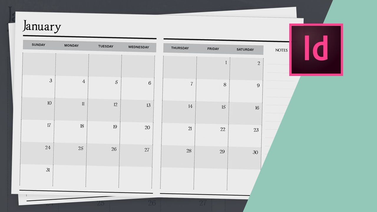 calendar template indesign