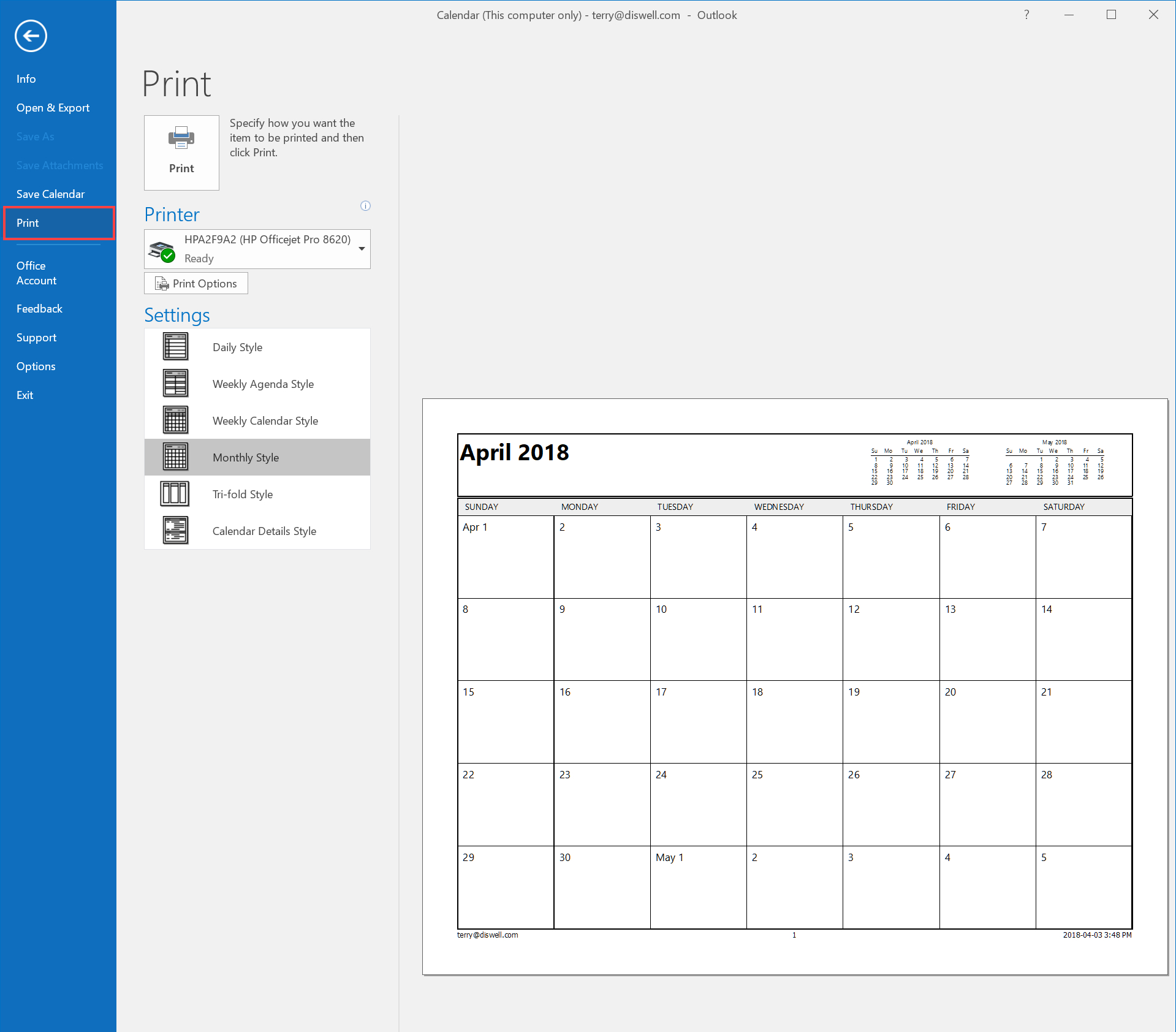 Print Calender In Office 365 Example Calendar Printable