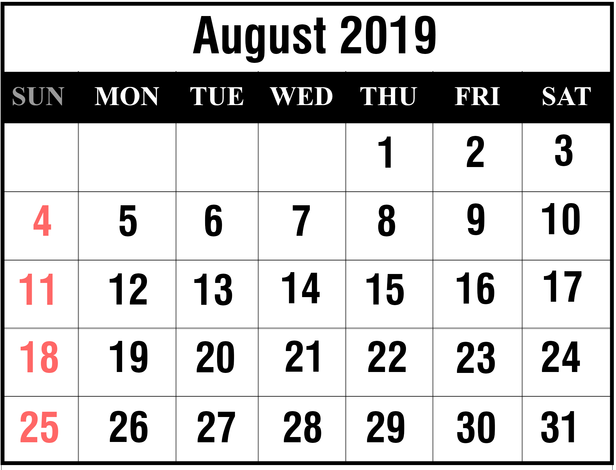 How To Schedule Your Month With August 2019 Printable