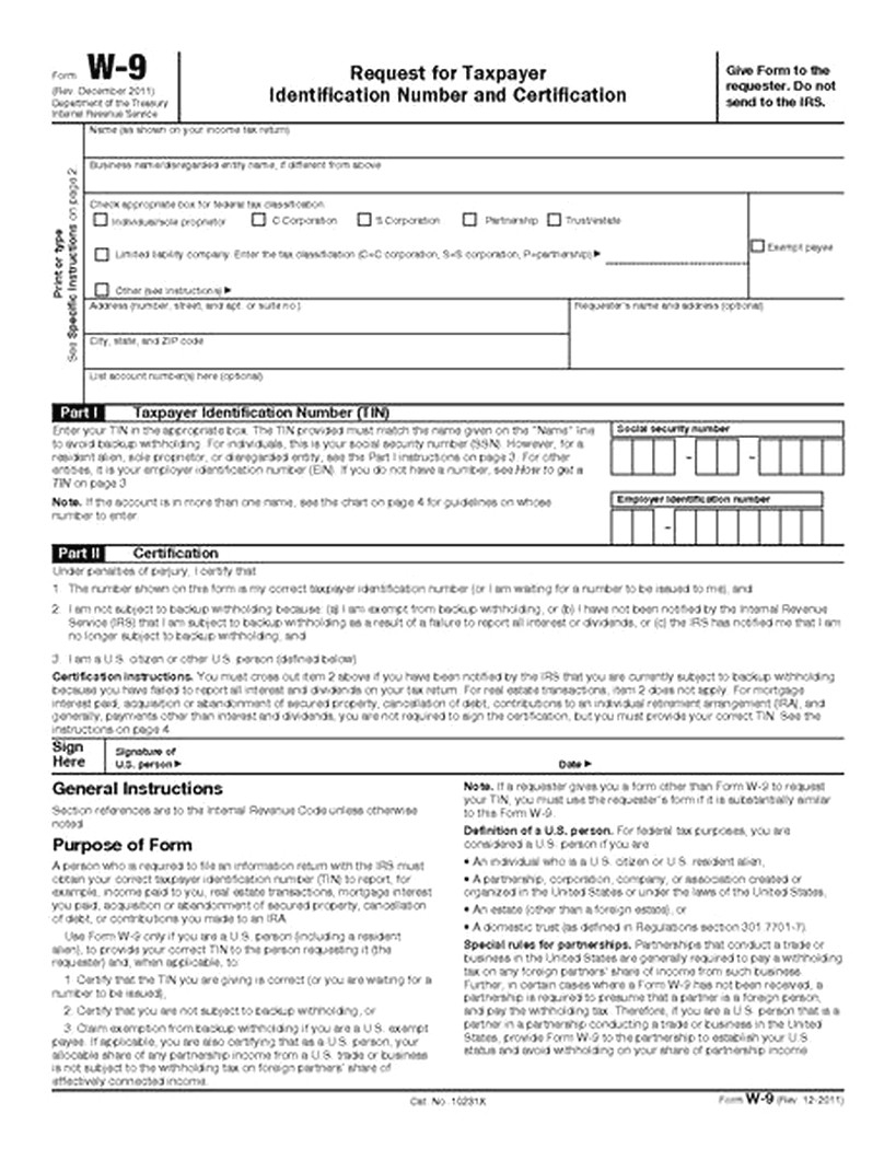 what is w 9 form used for irs