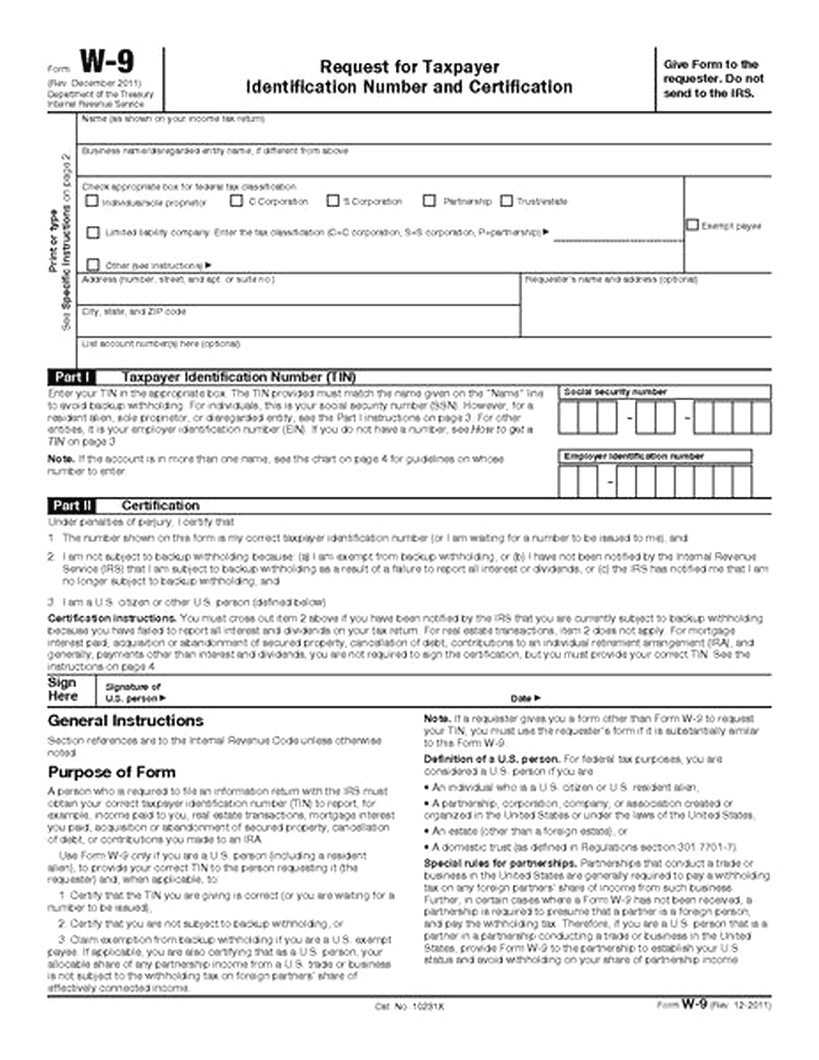 Free Printable Job W9 Form Example Calendar Printable