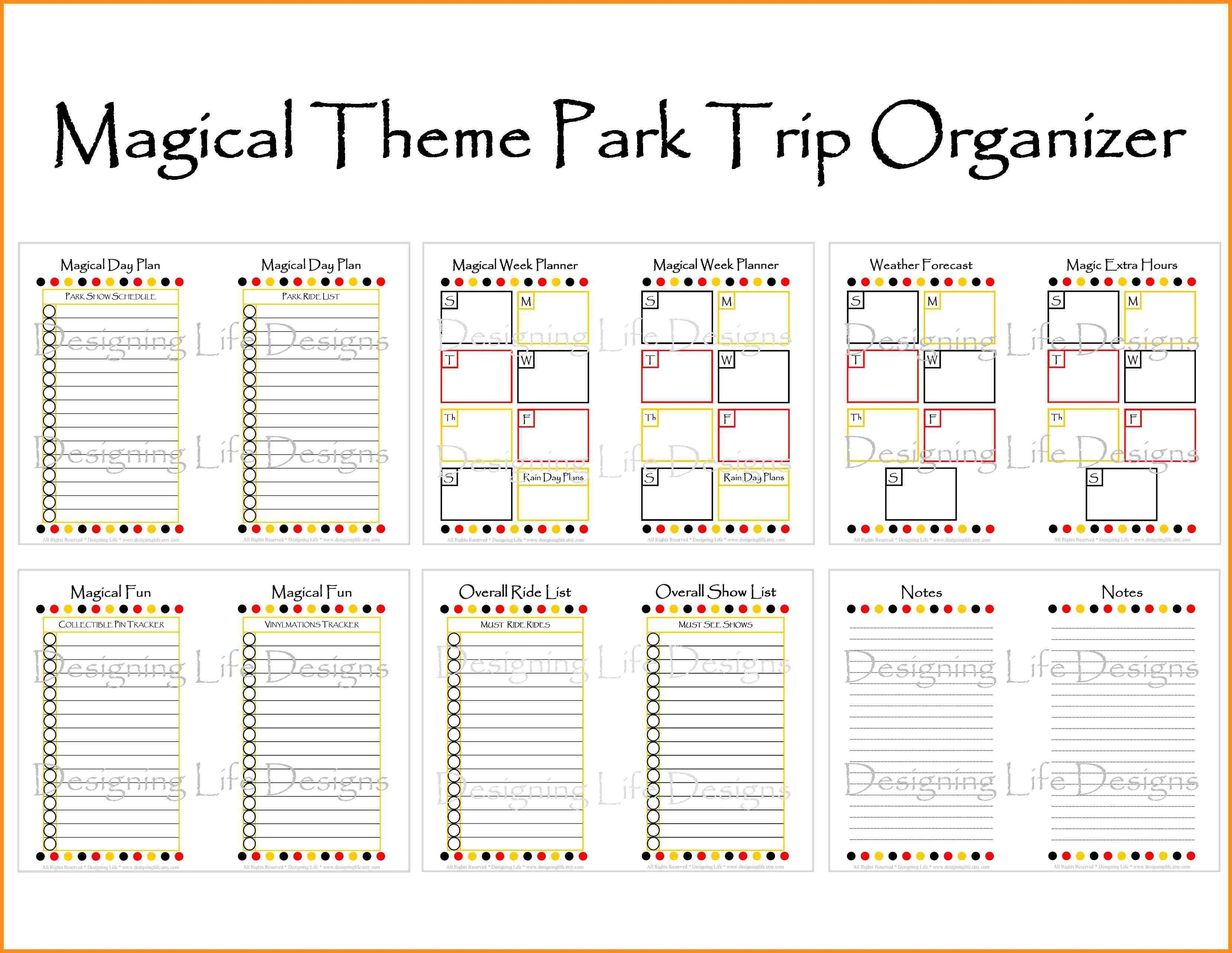 Disney Itinerary Template Word