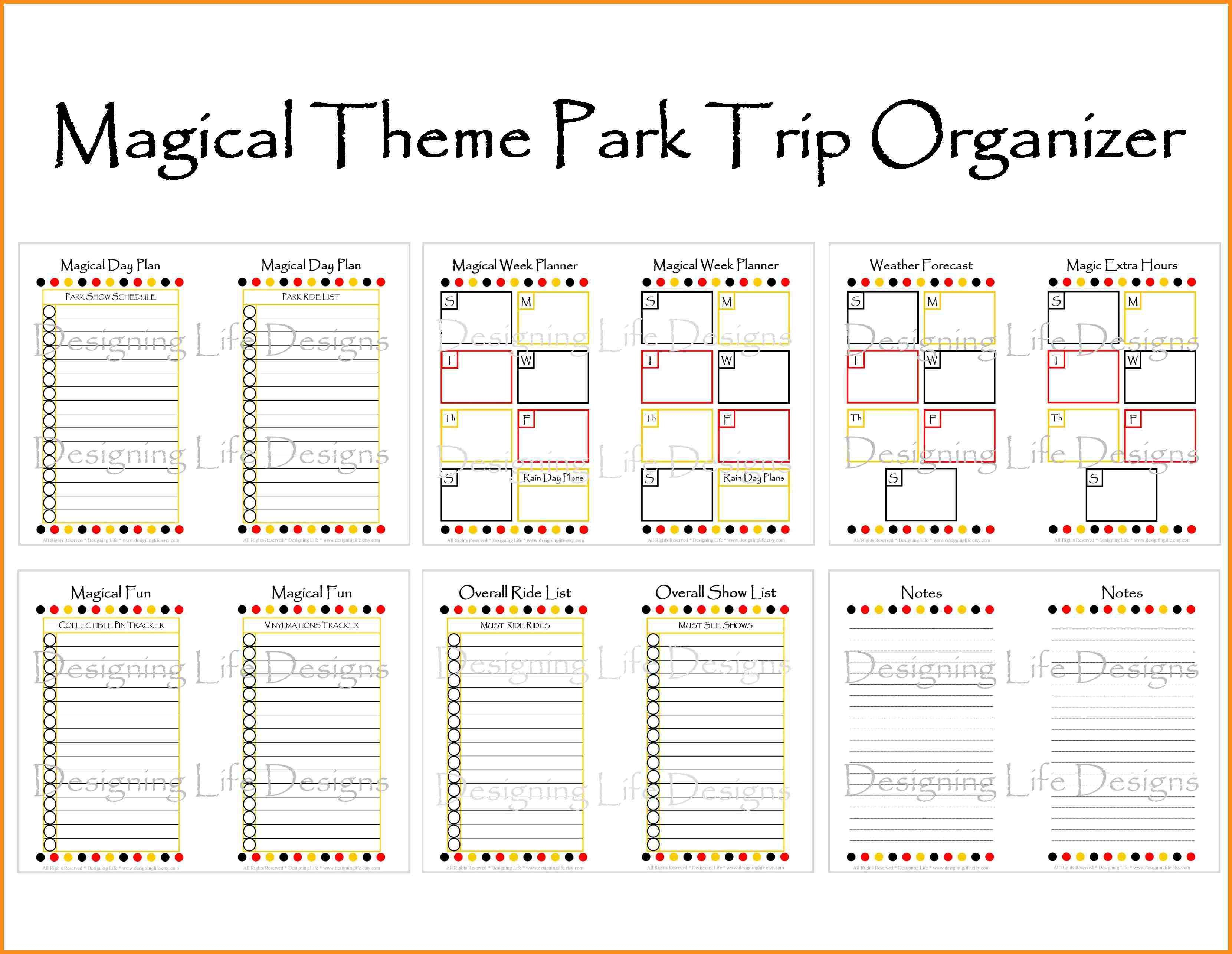Disney World Itinerary Template Example Calendar Printable
