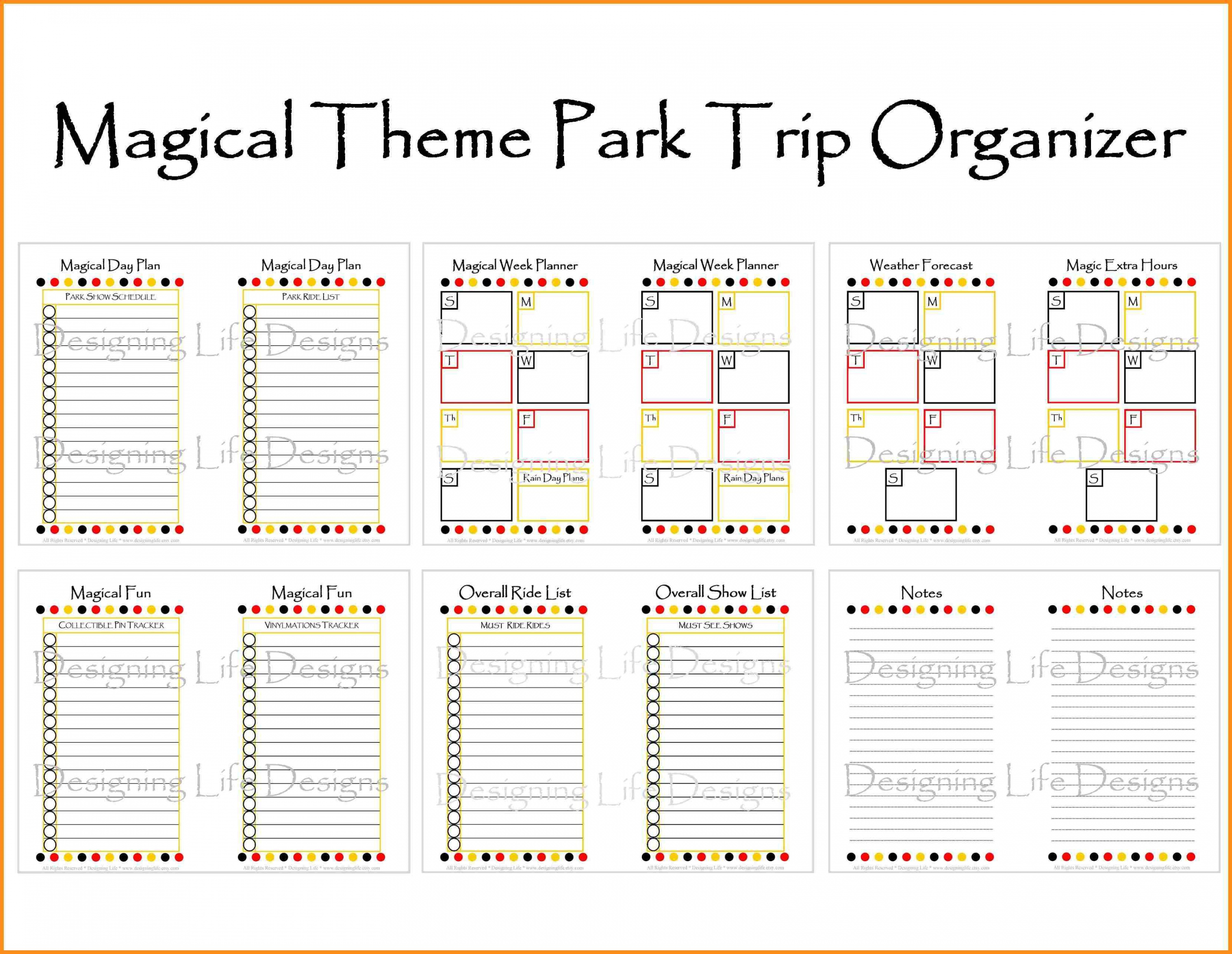 Disney World Vacation Planner Templates Example Calendar Printable