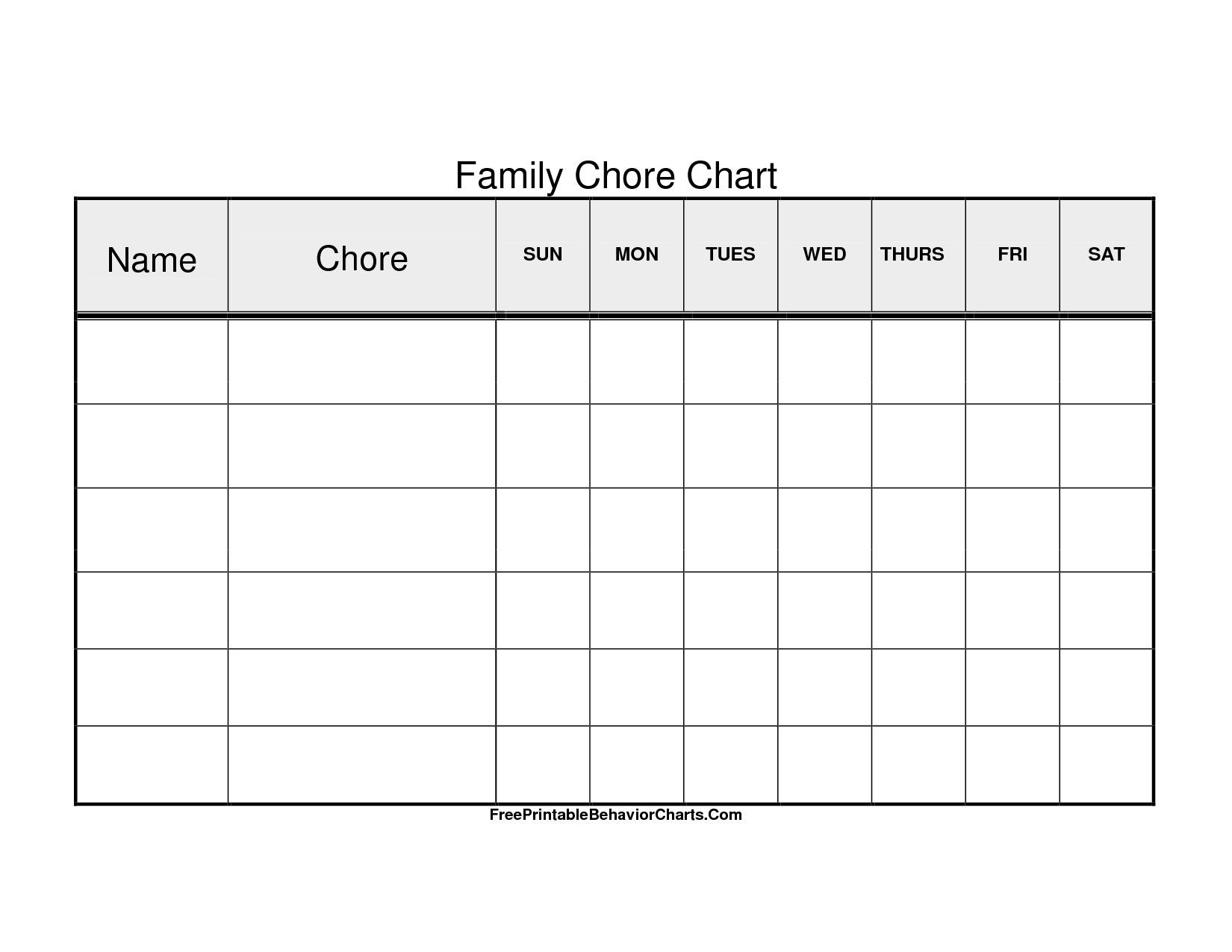 Image Result For Graft Templates For Family Chores To Print