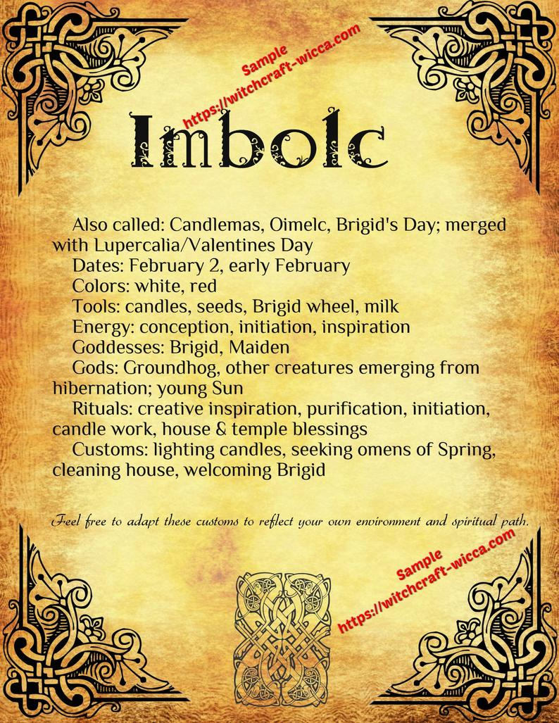 Imbolc Traditions 10 Pages Wiccans Rituals, Sabbats, Wheel Of The Year,  Book Of Shadows Printables