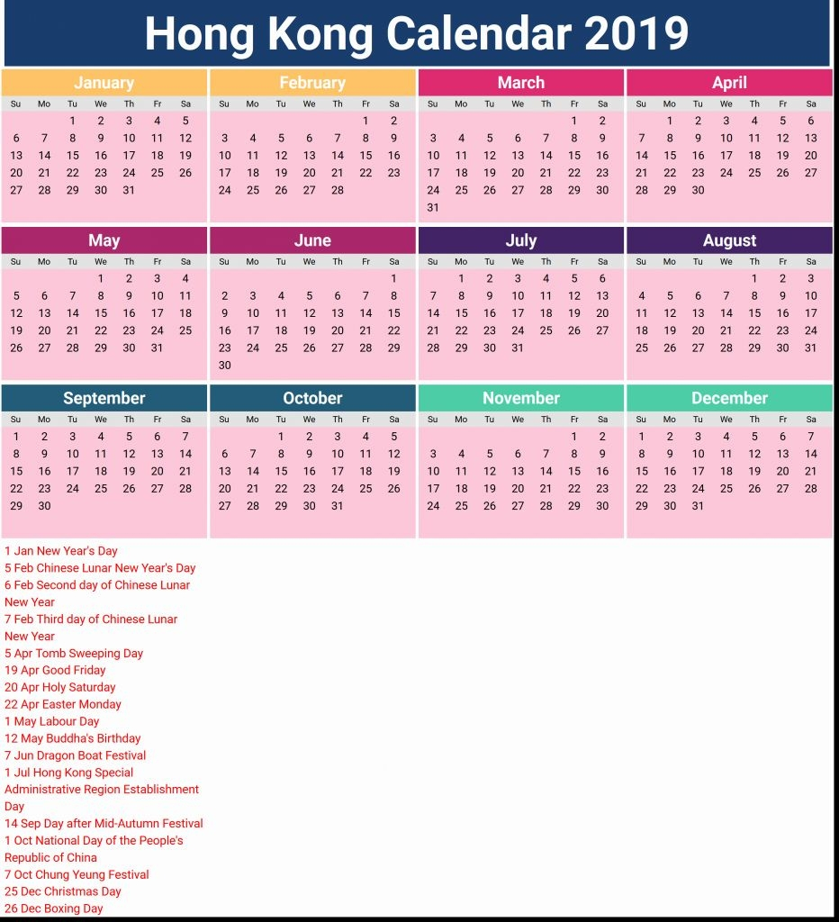 Impressive 2020 Calendar Hong Kong • Printable Blank