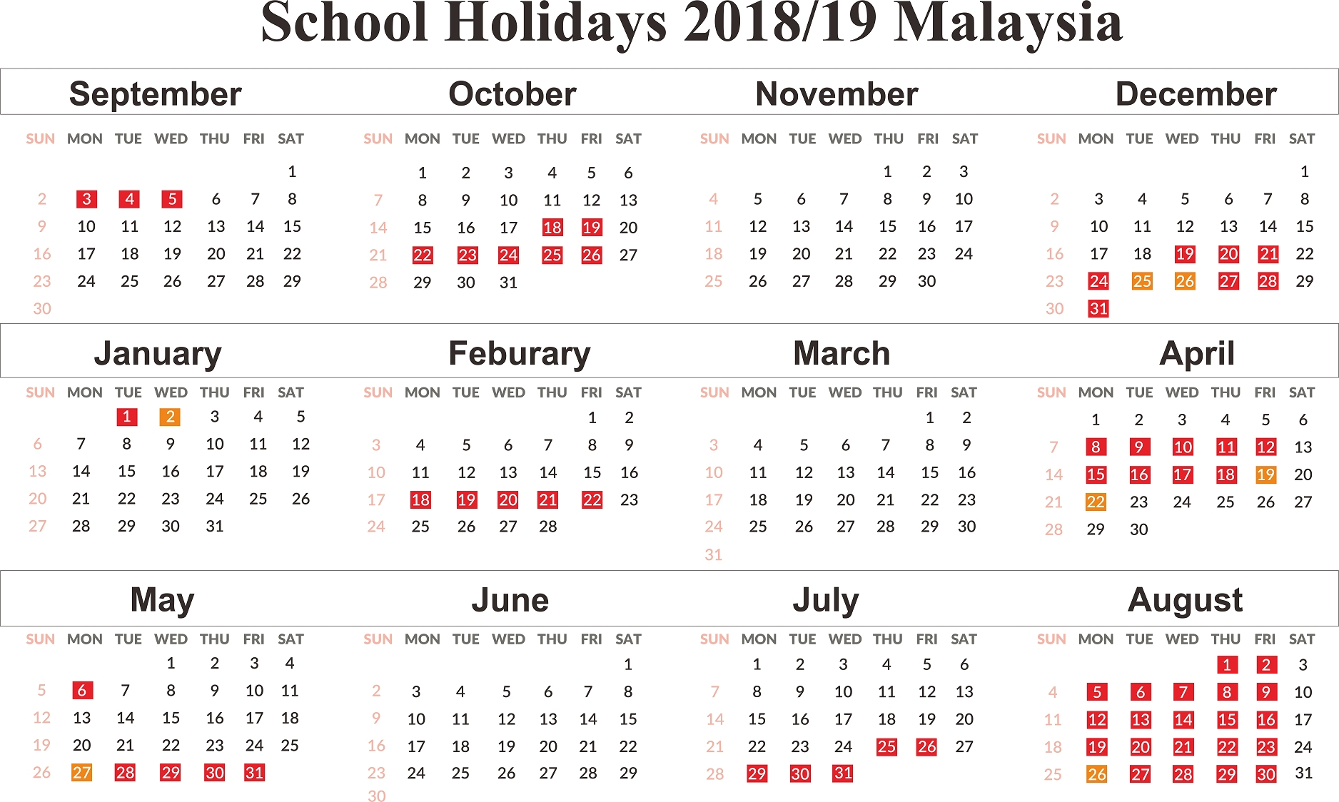 Impressive 2020 Calendar Malaysia School Holiday • Printable