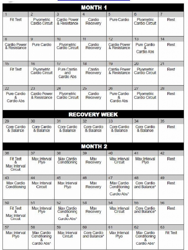 Insanity Calendar Month 1 • Printable Blank Calendar Template