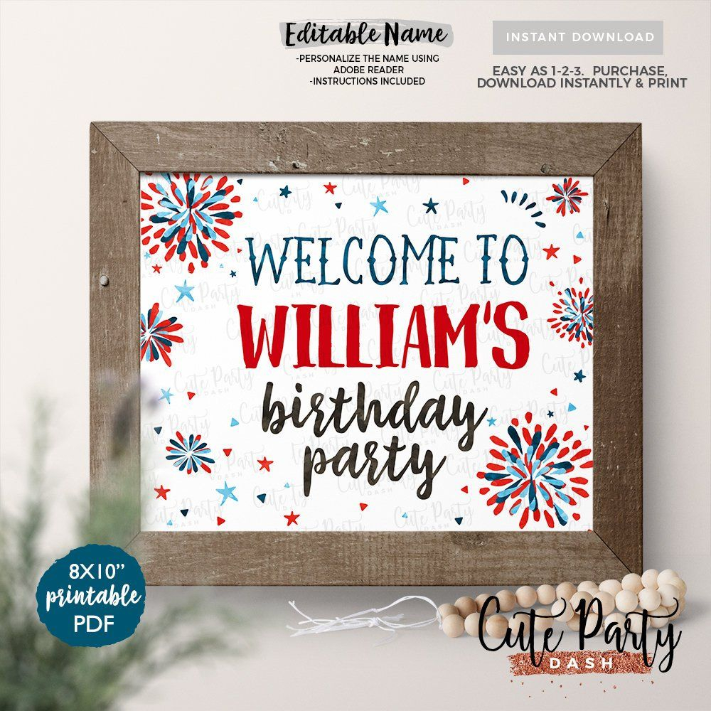 Instant Download - Editable 4Th Of July Welcome Sign Door