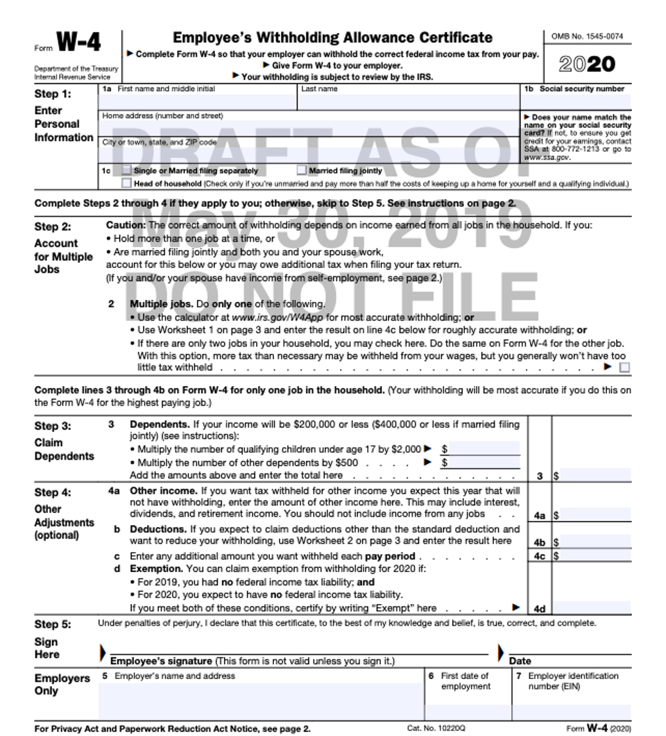 Irs Reworks W-4 To Help Taxpayers Withhold Correct Amounts