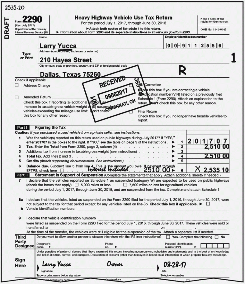 Irs Tax Form 2290 Online 15 Electronic Filing For Your New