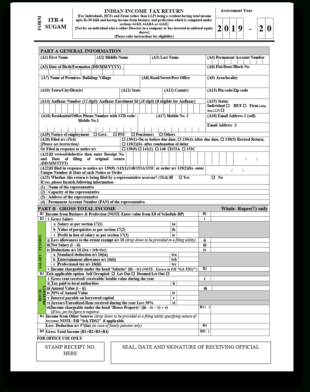 Itr 4 Sugam Form Filing - Income Tax Return - Indiafilings