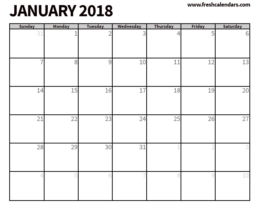 January 2018 Calendar Printable - Fresh Calendars