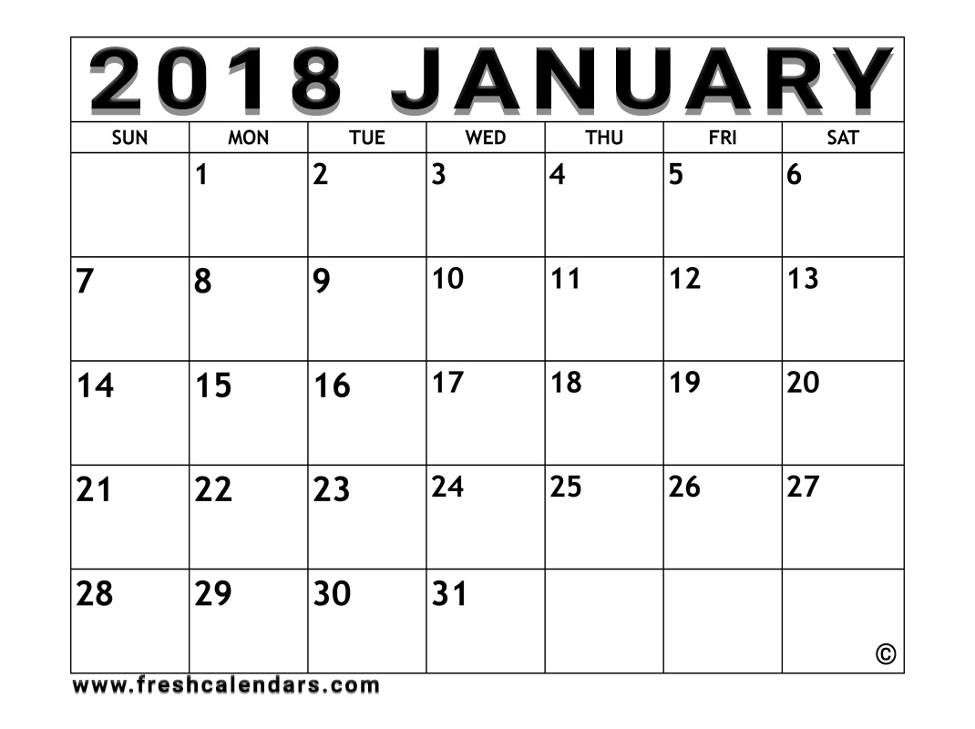 January 2018 Calendar Printable - Fresh Calendars