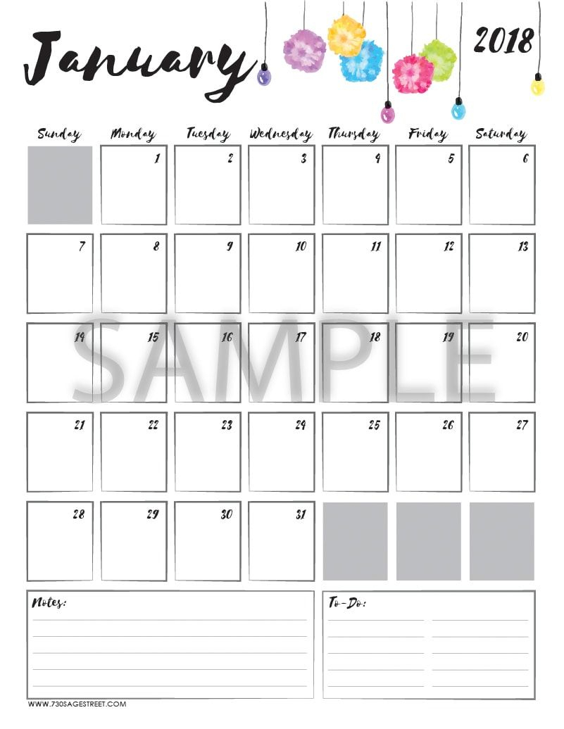 January 2018 Printable Calendar | Diy And Crafts