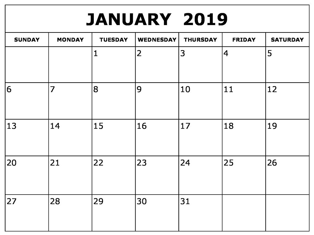 January 2019 Blank Calendar Template | 2019 Calendars