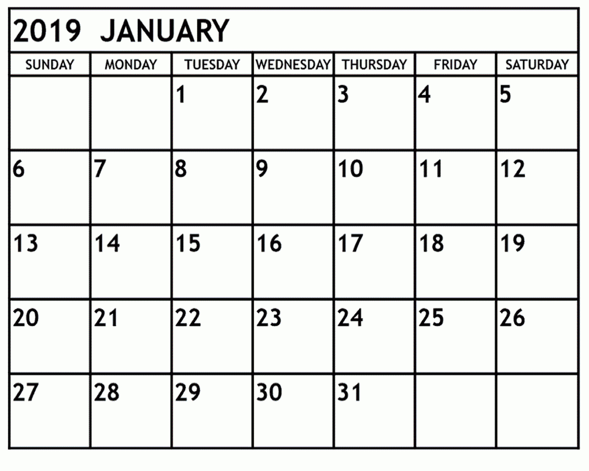 January 2019 Editable Calendar | Blank January 2019 Calendar
