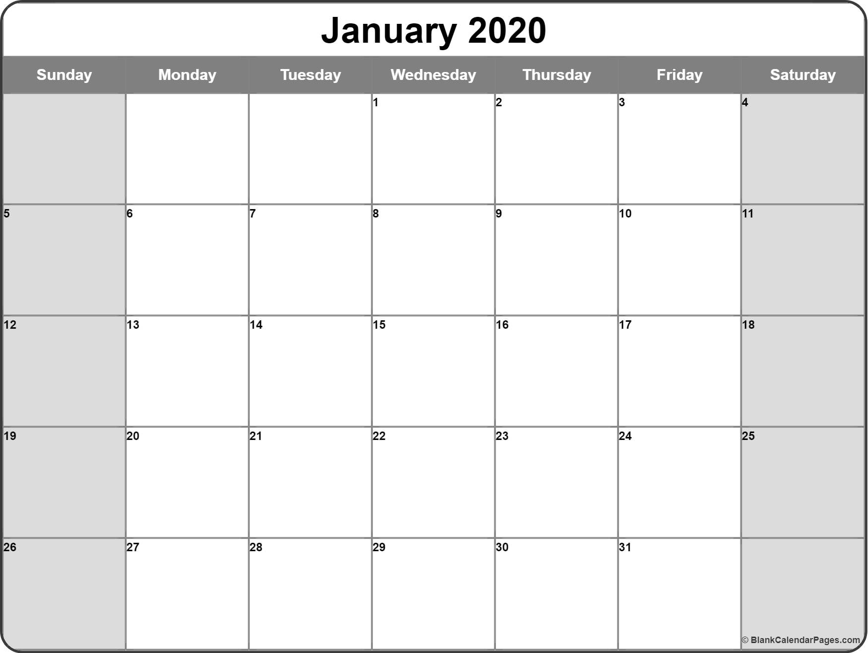 January 2020 Calendar | Free Printable Monthly Calendars