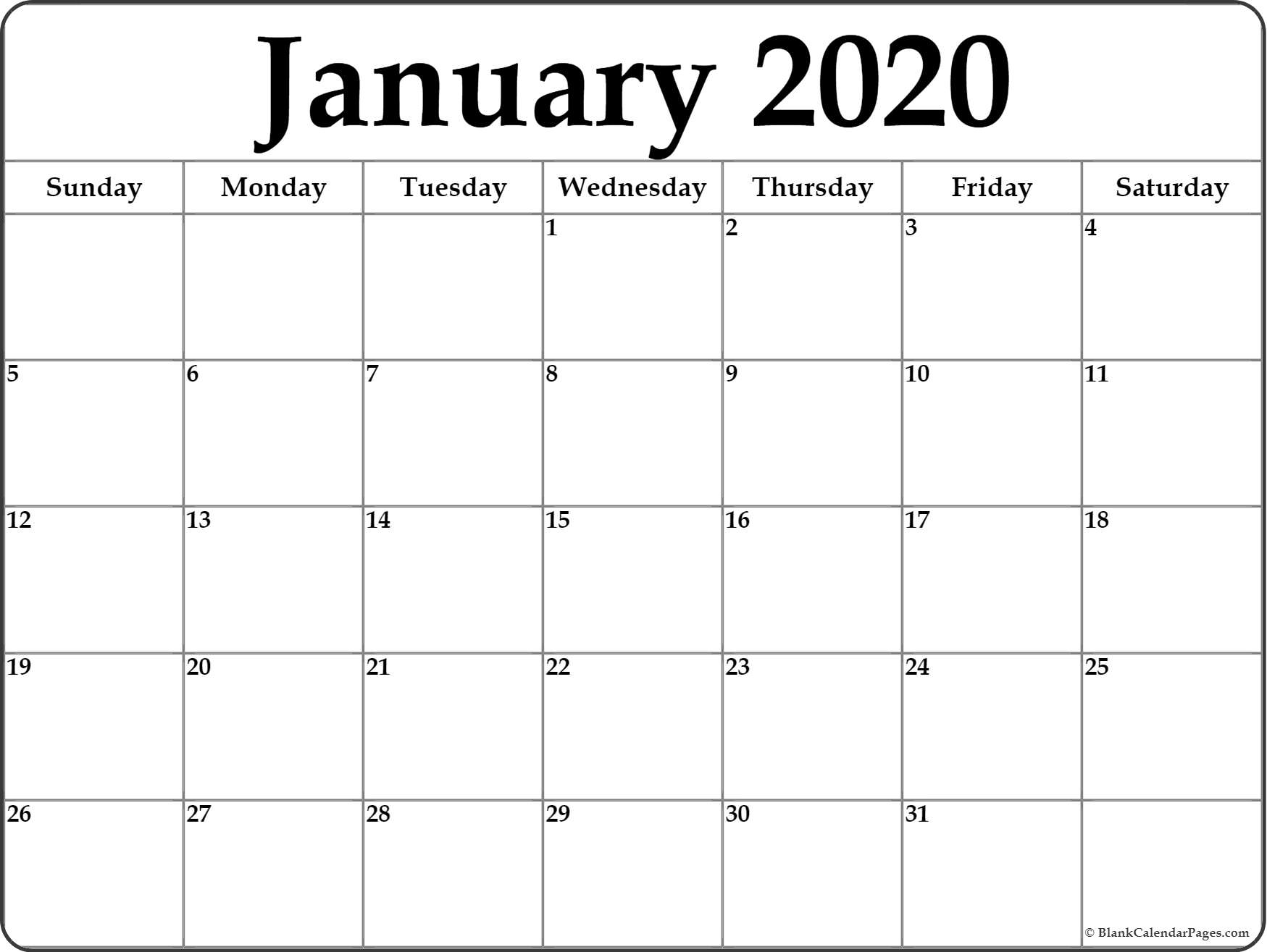 Monthly Calendars 2020 Printable Free 2-Pages Blank | Example Calendar ...