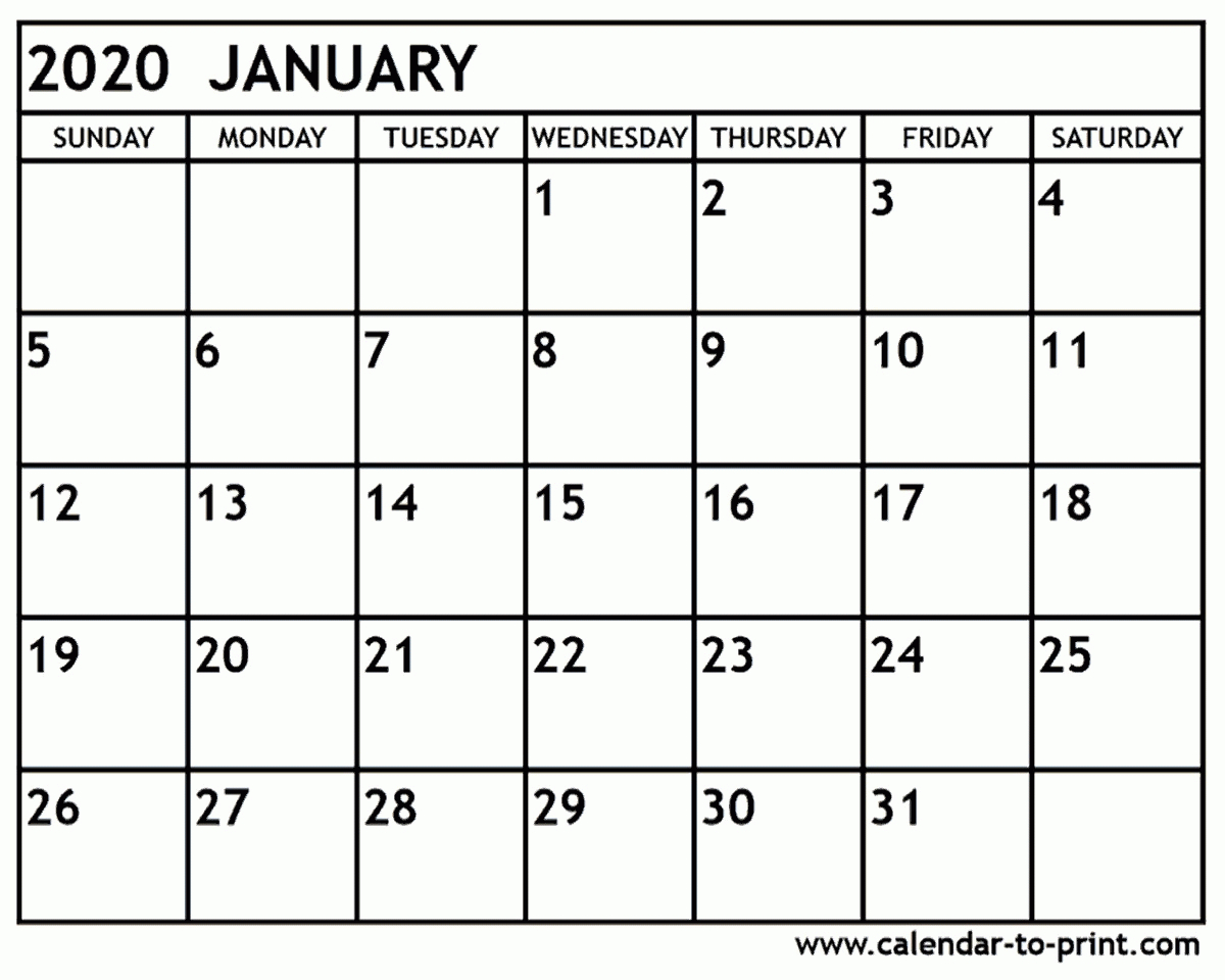 January 2020 Calendar | Jcreview