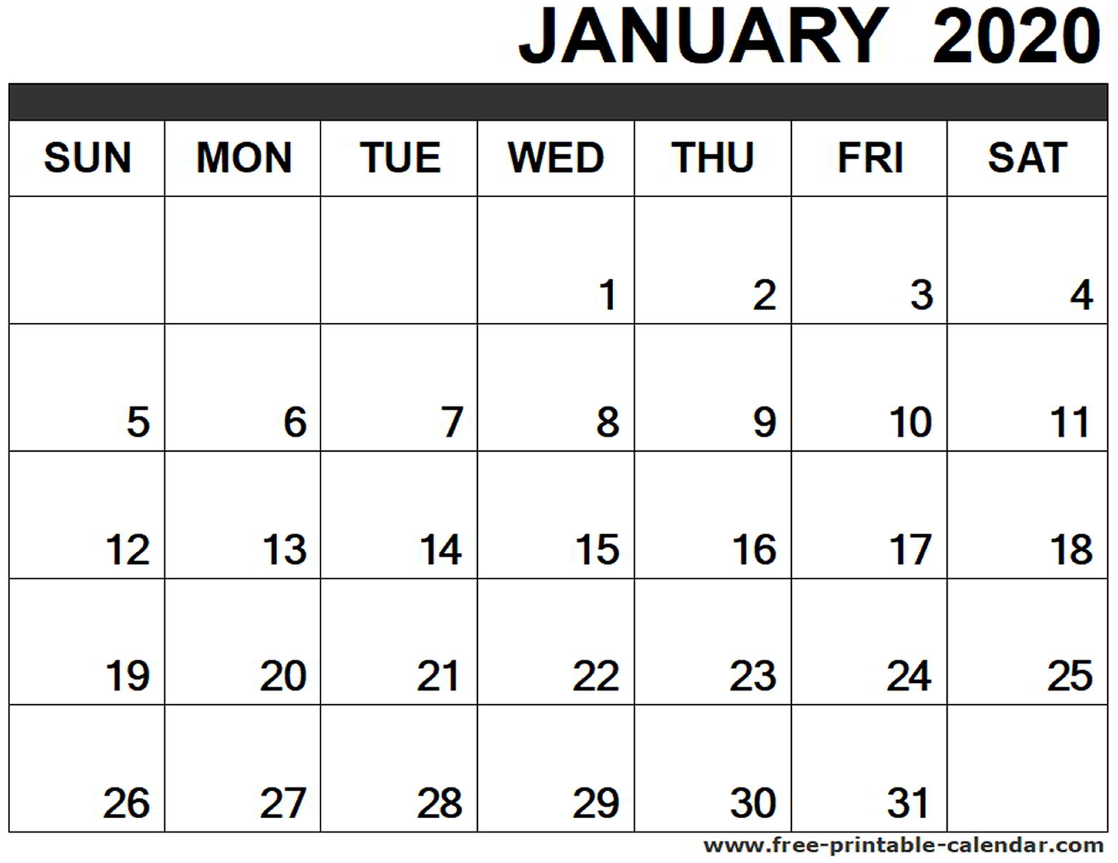 January 2020 Calendar Printable - Free-Printable-Calendar