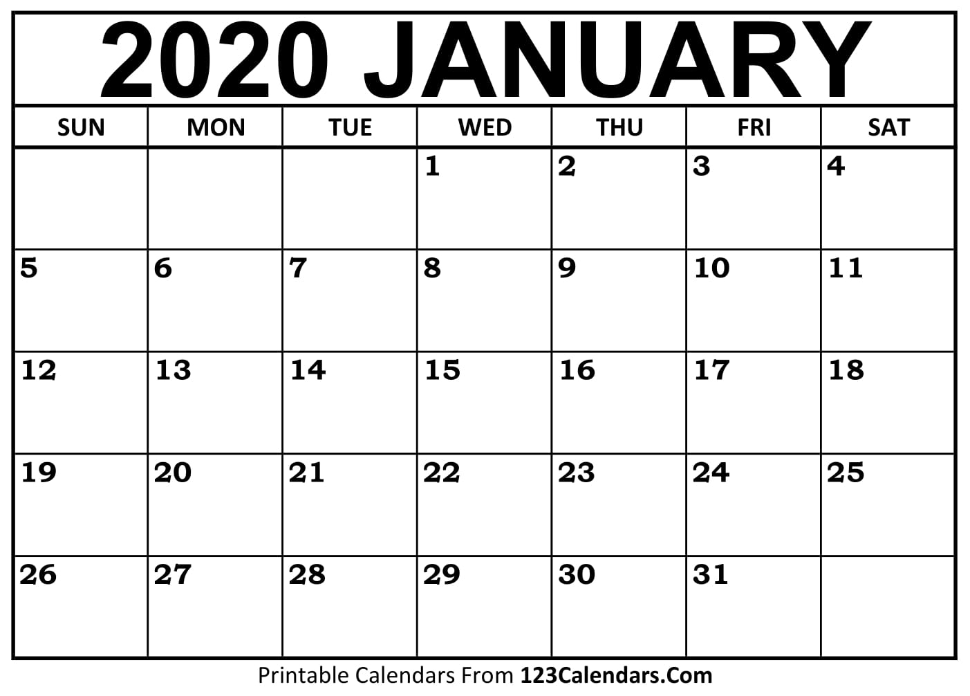 123 Calendars Printable Calendar 2020 Canada