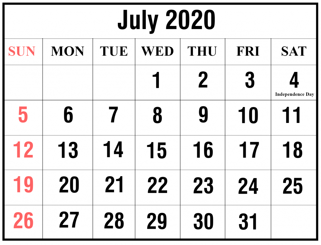 July 2020 Calendar Printable | Best Printable Calendar