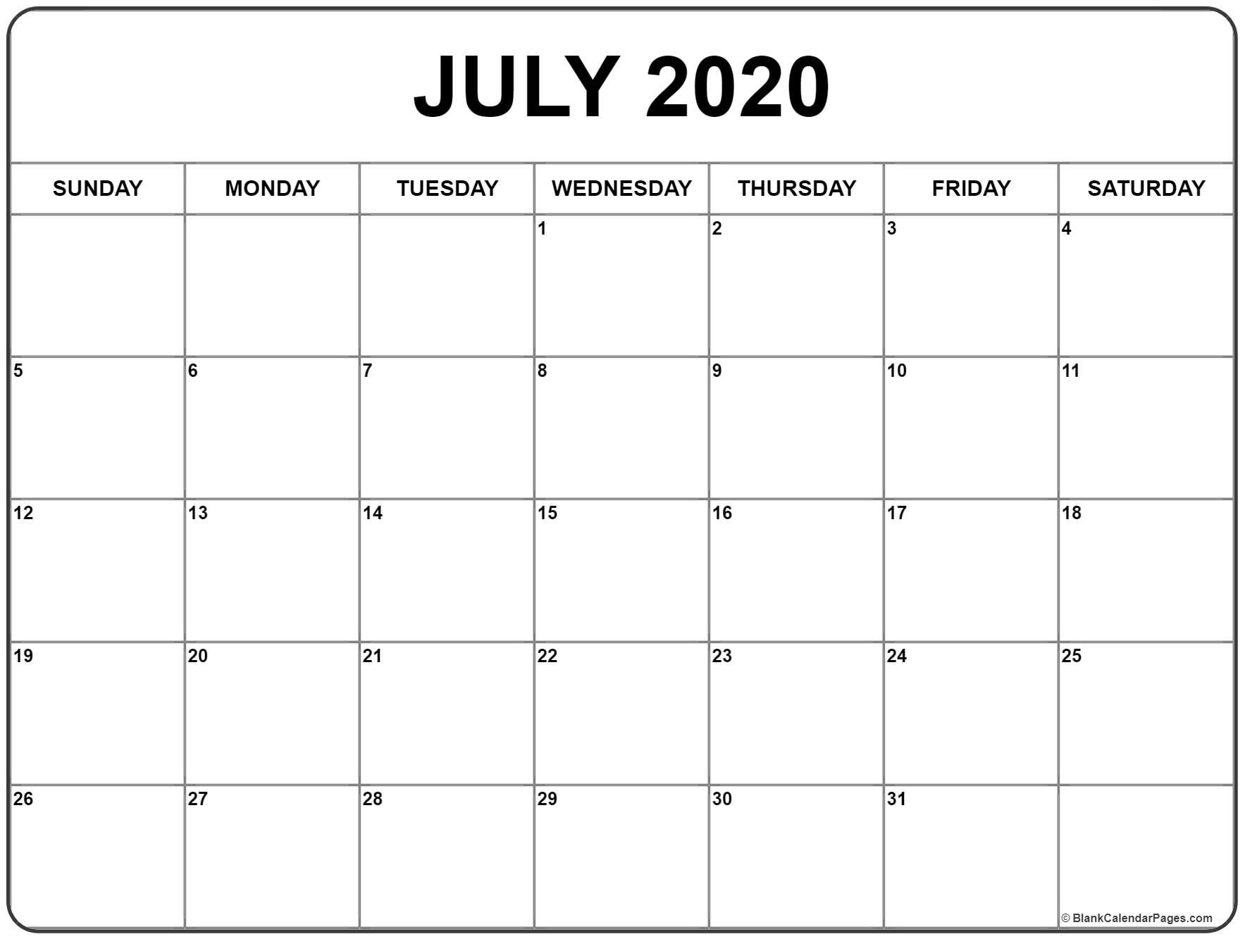 July 2020 Calendar Printable July 2020 Calendar | Get Free