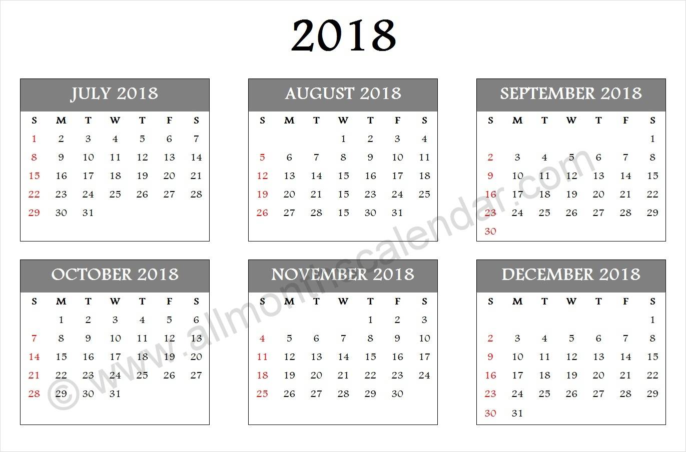 July August September October November December 2018