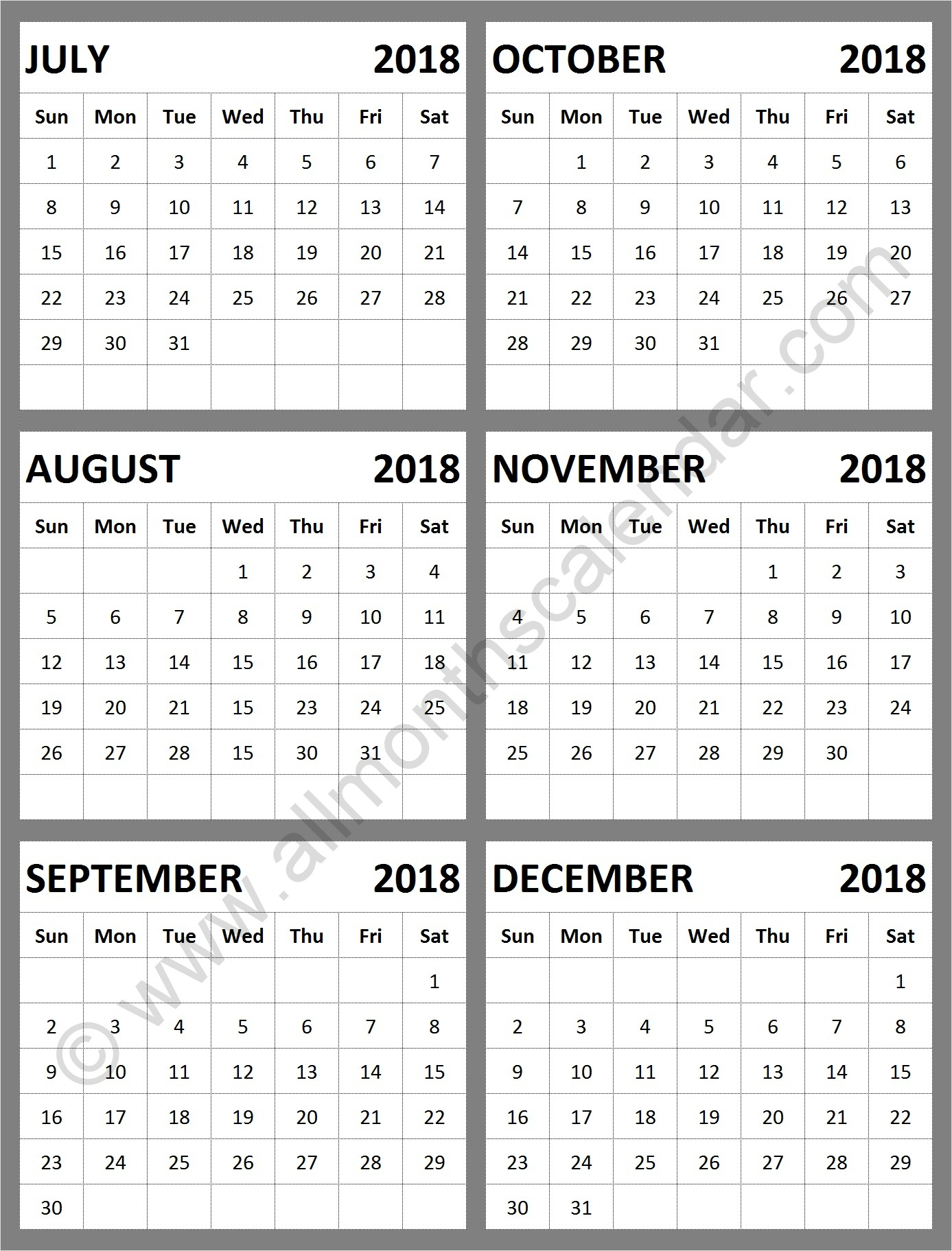 July August September October November December 2018