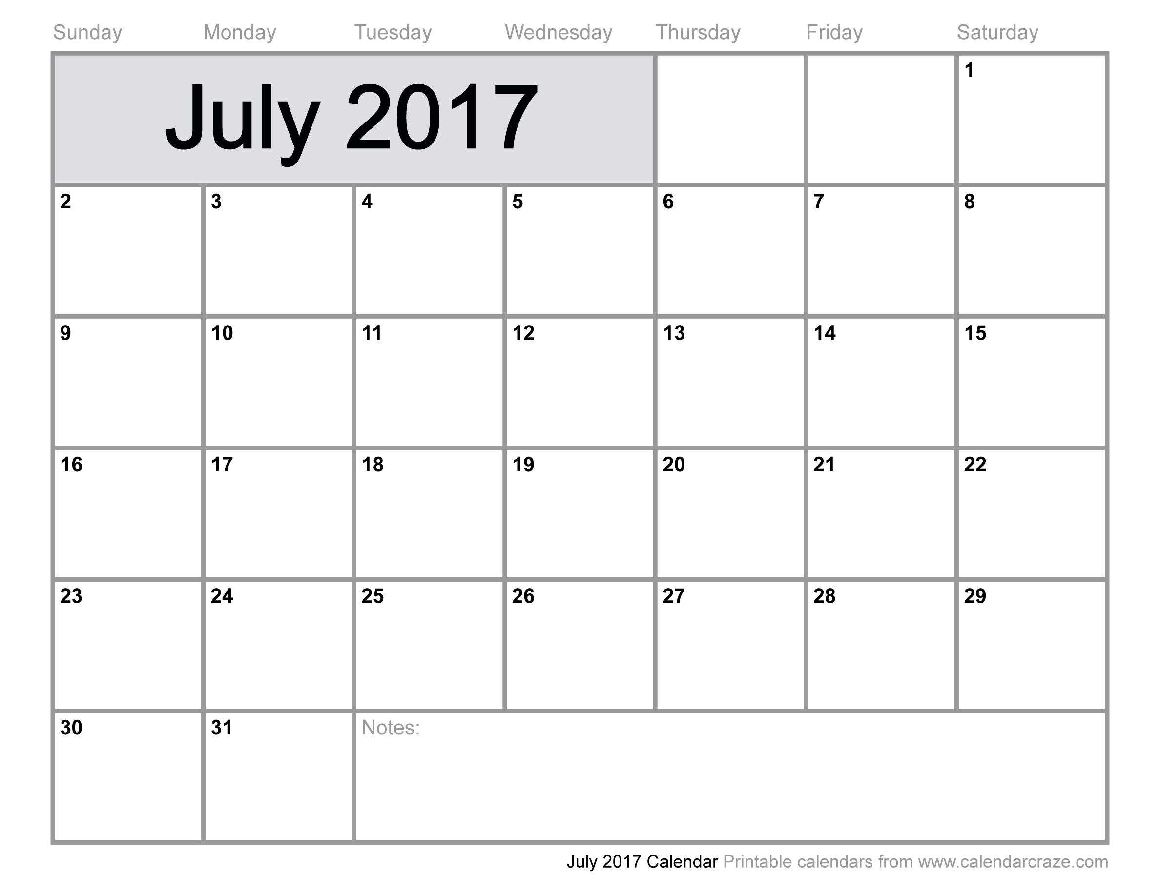 July Calendar Printable 2017 | Hauck Mansion