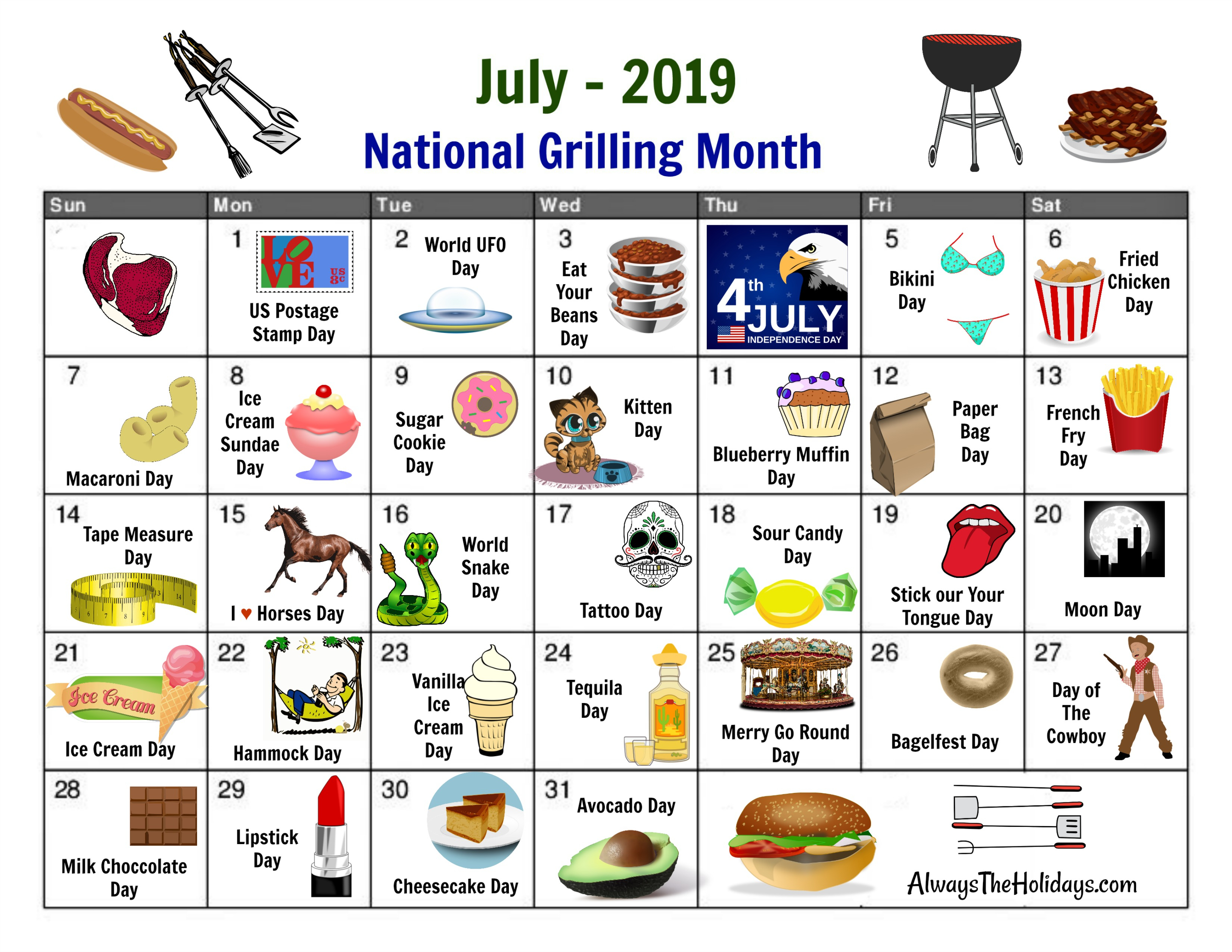 July National Day Calendar - Free Printable