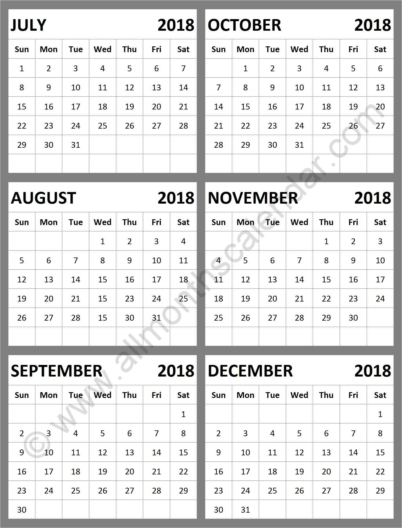 July Through December 2019 Calendar Pics | Calendar Format