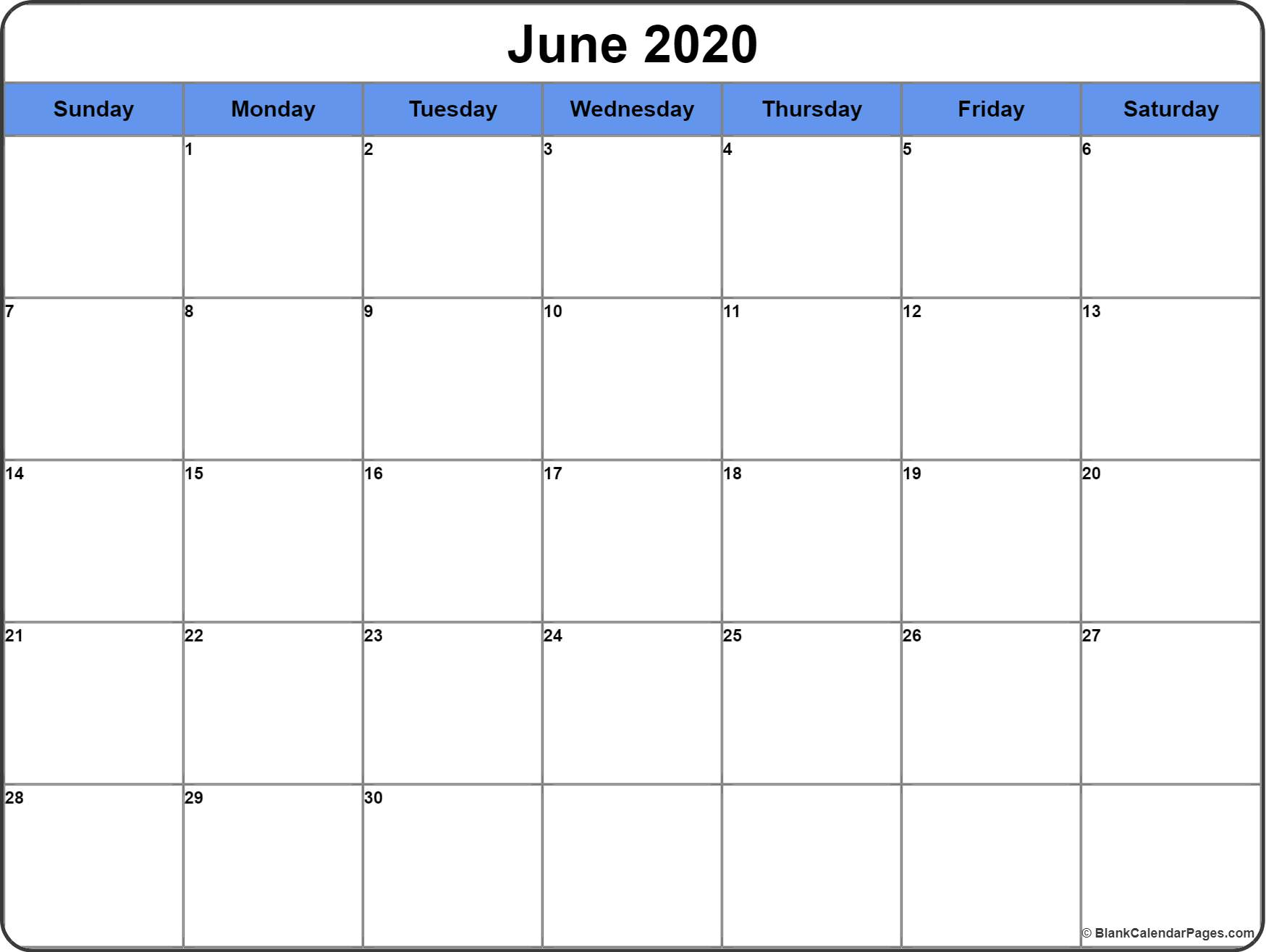 June 2020 Calendar | Free Printable Monthly Calendars