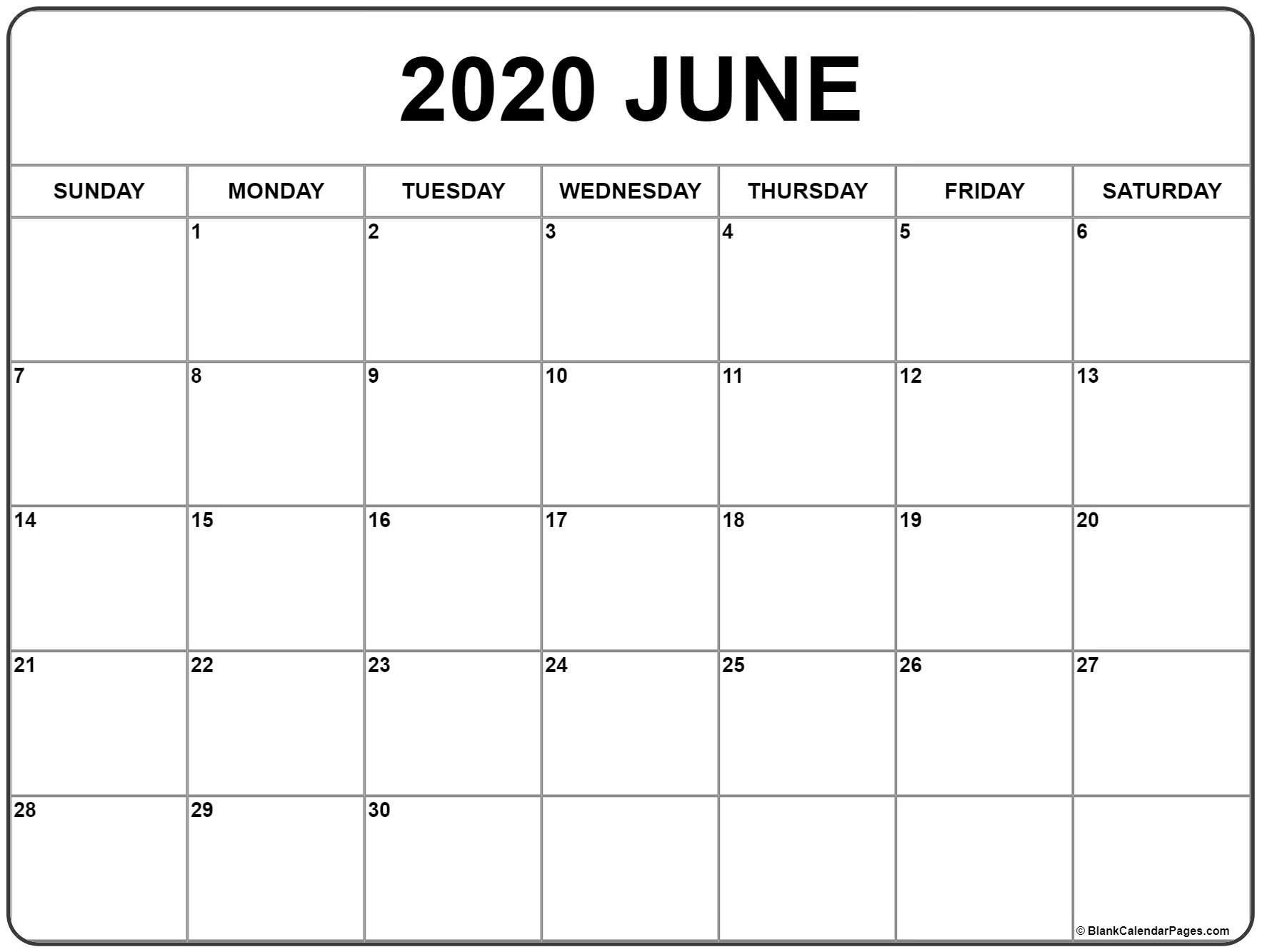 Blank Calendar 2020 June July August