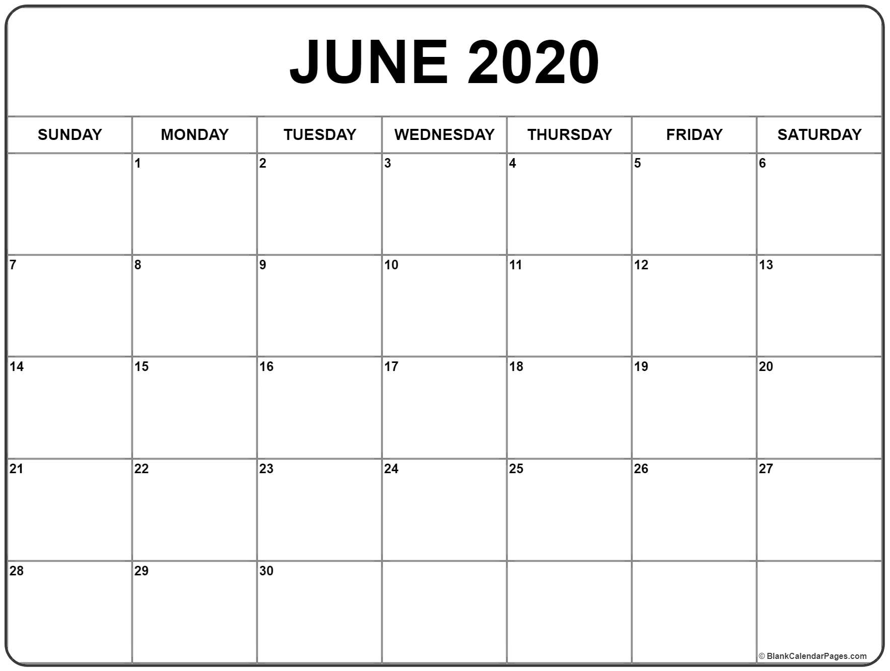 June 2020 Calendar | Free Printable Monthly Calendars