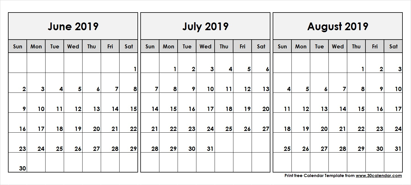 june july august calendar template example calendar